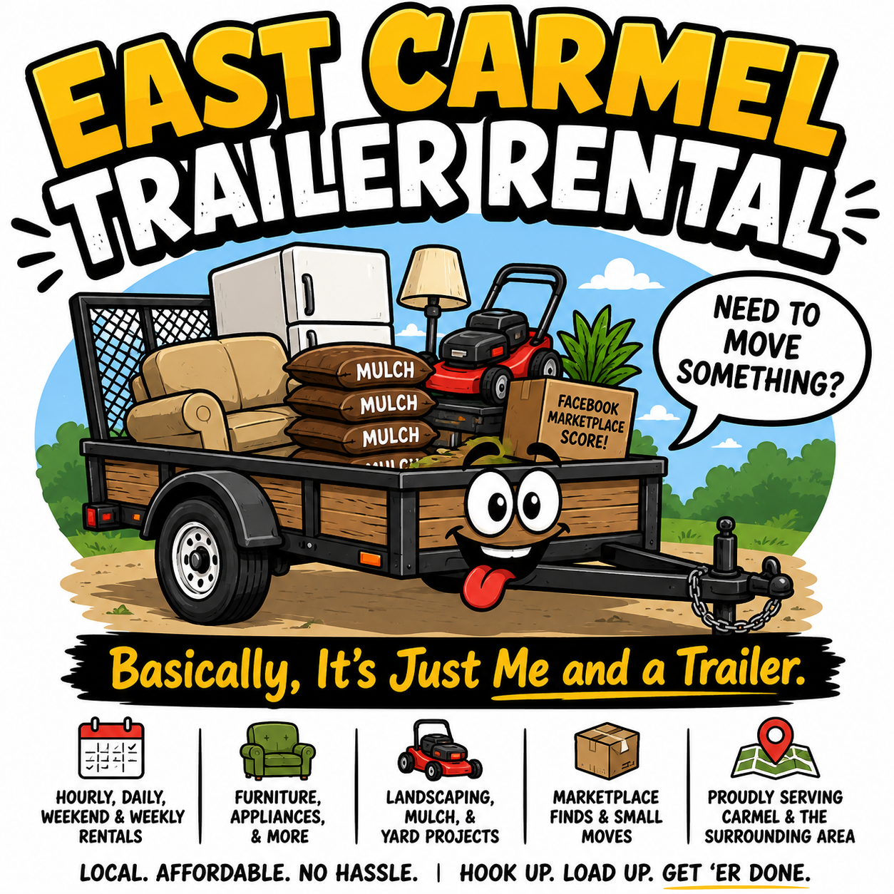 East Carmel Trailer Rental Comic Logo